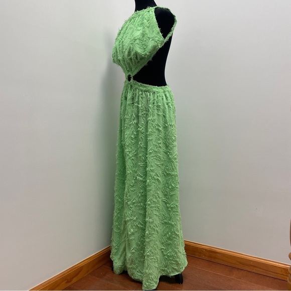 Cult Gaia- Theia Cutout Backless Maxi Dress Green Textured Size Large Vacation - Picture 9 of 16